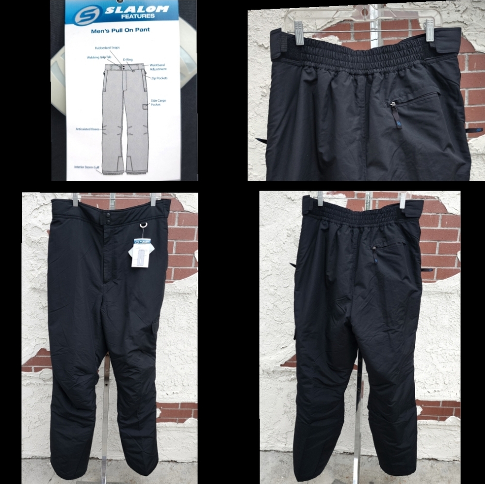 38x32 1/2" New XL tall SLALOM black snow pant elastic waist ×-large 38